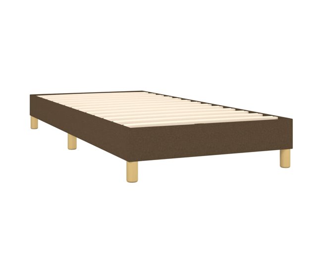 Conforama Cama Box Spring Con Colchón Tela Marrón Oscuro 90x200 Cm Diseño De Botones