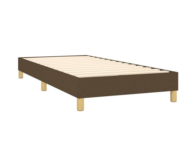 Conforama Cama Box Spring Con Colchón Tela Marrón Oscuro 90x200 Cm Botones