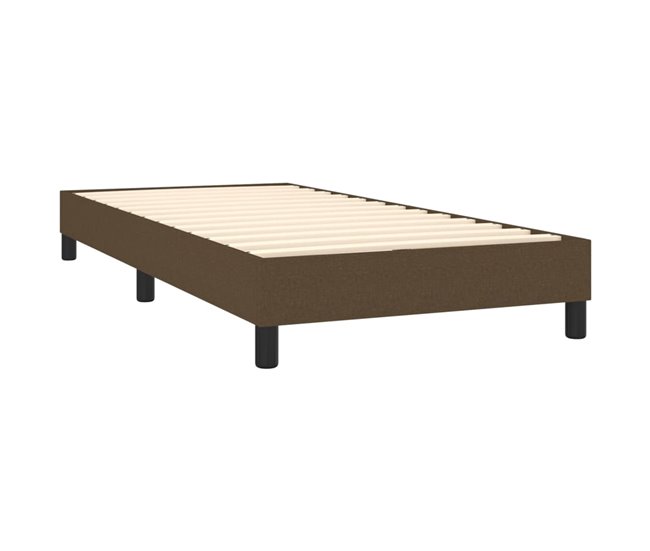 Conforama Cama Box Spring Con Colchón Tela Marrón Oscuro 90x200 Cm Bloques Con Cuadros