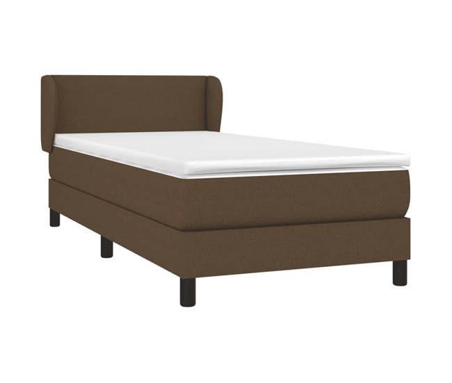 Conforama Cama Box Spring Con Colchón Tela Marrón Oscuro 90x200 Cm Diseño Plano