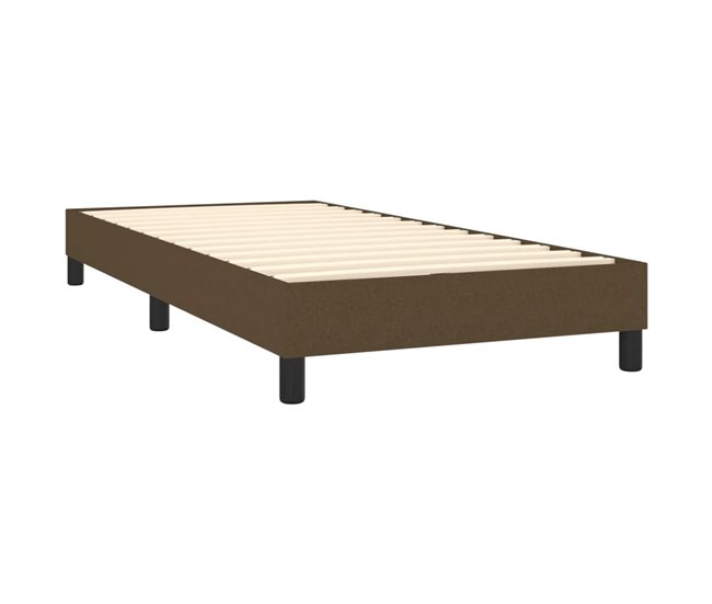 Conforama Cama Box Spring Con Colchón Tela Marrón Oscuro 90x200 Cm Botones