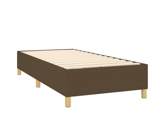 Conforama Cama Box Spring Con Colchón Tela Marrón Oscuro 90x200 Cm Diseño Plano