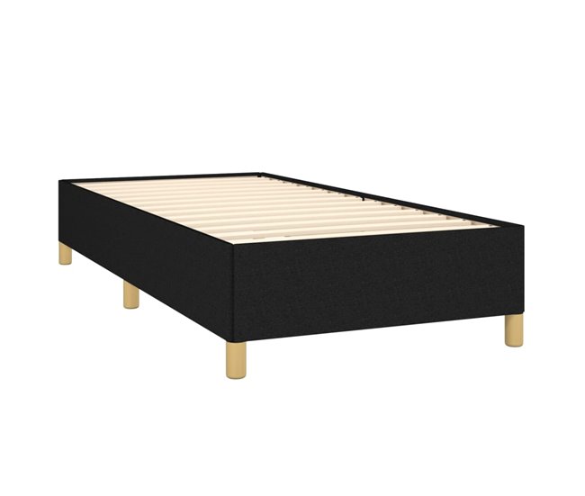 Conforama Cama Box Spring Con Colchón Tela Negro 100x200 Cm Rayas Horizontales