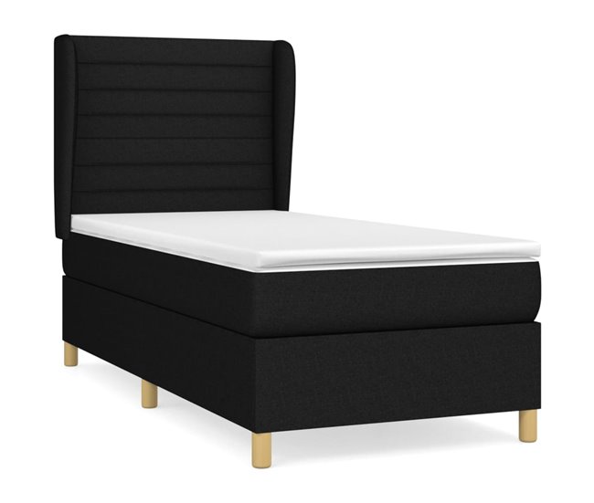 Conforama Cama box spring con colchón tela negro 100x200 cm Rayas horizontales