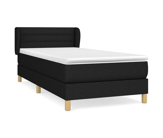 Conforama Cama box spring con colchón tela negro 100x200 cm Rayas horizontales
