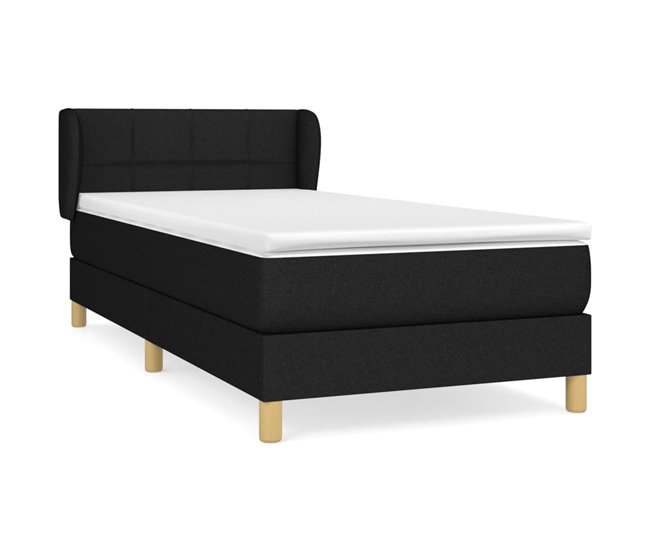 Conforama Cama box spring con colchón tela negro 100x200 cm Bloques con cuadros