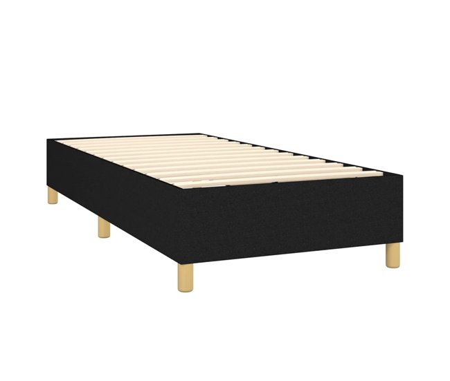 Conforama Cama Box Spring Con Colchón Tela Negro 100x200 Cm Rayas Verticales