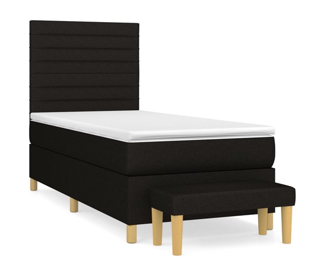 Conforama Cama box spring con colchón tela negro 100x200 cm Rayas horizontales