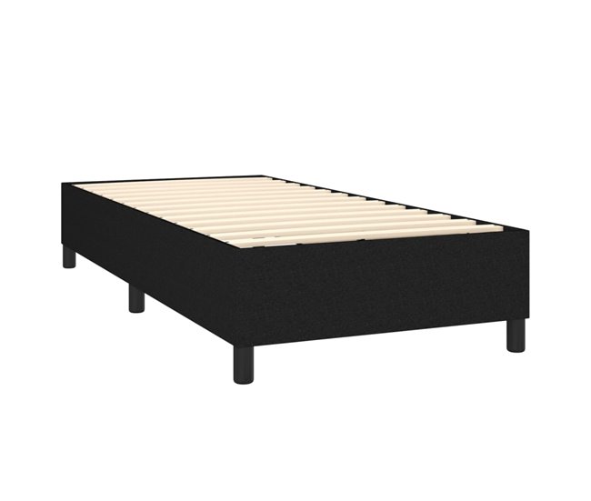 Conforama Cama Box Spring Con Colchón Tela Negro 100x200 Cm Bloques Con Cuadros