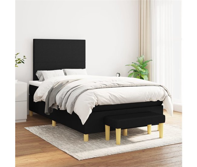 Conforama Cama Box Spring Con Colchón Tela Negro 120x200 Cm Diseño Plano
