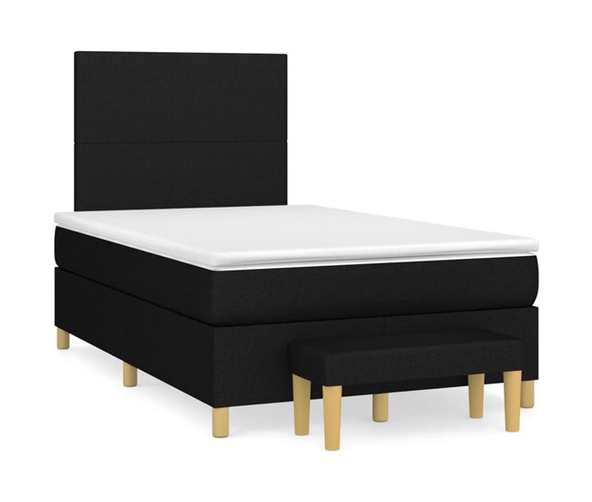 Conforama Cama box spring con colchón tela negro 120x200 cm Diseño plano