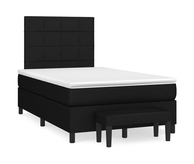Conforama Cama box spring con colchón tela negro 120x200 cm Bloques con cuadros
