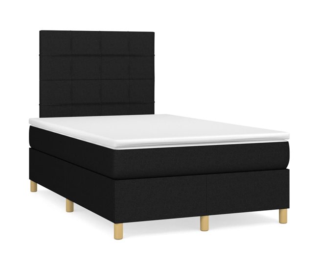 Conforama Cama box spring con colchón tela negro 120x200 cm Bloques con cuadros