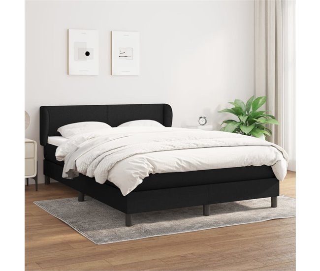 Conforama Cama Box Spring Con Colchón Tela Negro 140x190 Cm Diseño Plano