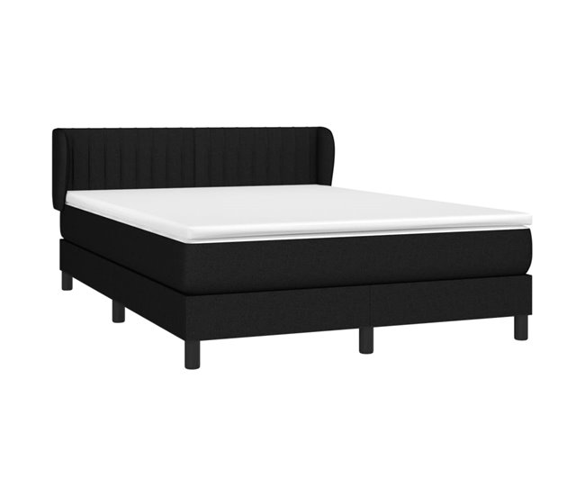 Conforama Cama Box Spring Con Colchón Tela Negro 140x190 Cm Rayas Verticales