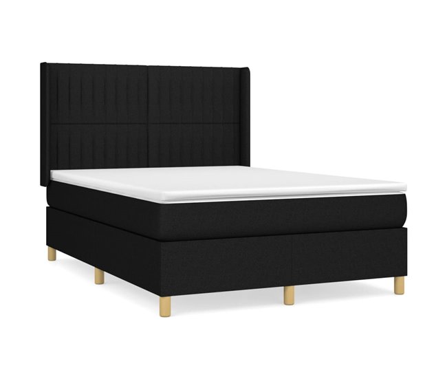 Conforama Cama box spring con colchón tela negro 140x190 cm Rayas verticales