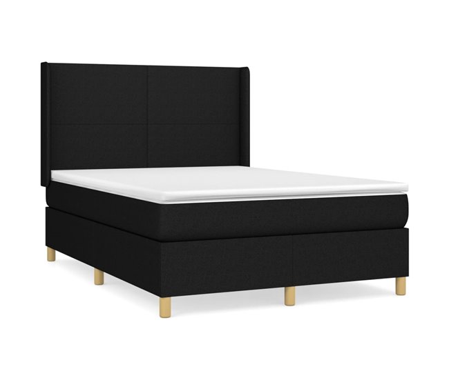 Conforama Cama box spring con colchón tela negro 140x190 cm Diseño plano