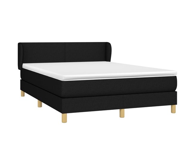 Conforama Cama Box Spring Con Colchón Tela Negro 140x190 Cm Diseño Plano