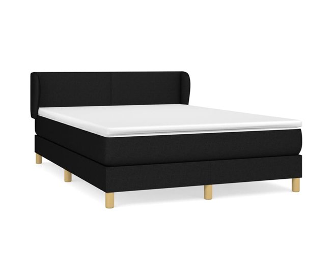 Conforama Cama box spring con colchón tela negro 140x190 cm Diseño plano