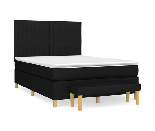 Conforama Cama box spring con colchón tela negro 140x190 cm Rayas verticales