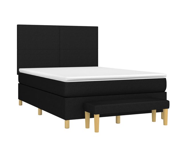 Conforama Cama Box Spring Con Colchón Tela Negro 140x190 Cm Diseño Plano
