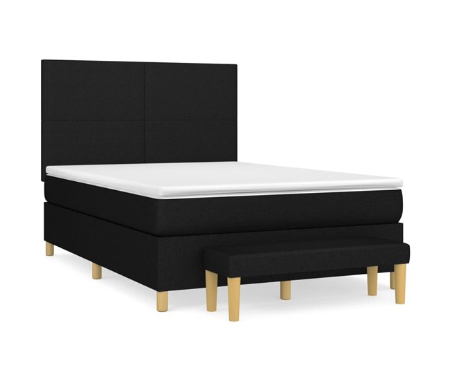 Conforama Cama box spring con colchón tela negro 140x190 cm Diseño plano
