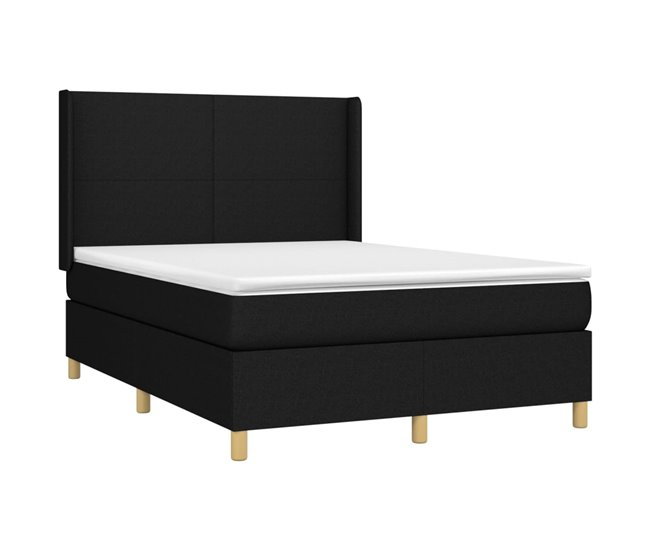 Conforama Cama Box Spring Con Colchón Tela Negro 140x200 Cm Diseño Plano