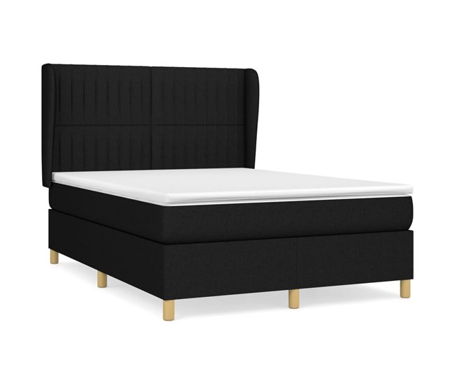 Conforama Cama box spring con colchón tela negro 140x200 cm Rayas verticales
