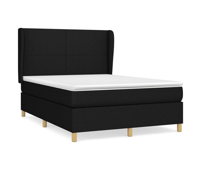 Conforama Cama box spring con colchón tela negro 140x200 cm Diseño plano