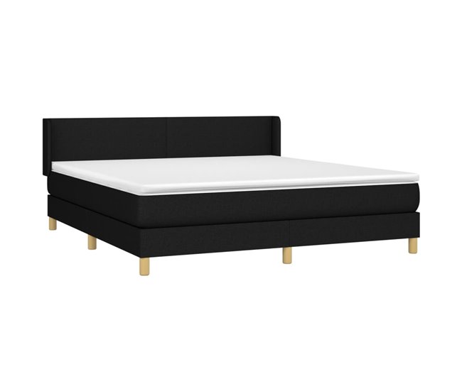 Conforama Cama Box Spring Con Colchón Tela Negro 160x200 Cm Diseño Plano