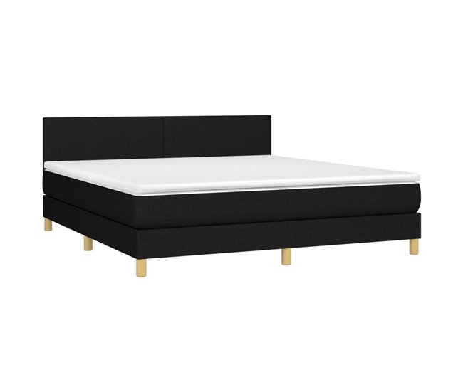 Conforama Cama Box Spring Con Colchón Tela Negro 160x200 Cm Diseño Plano