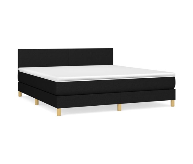 Conforama Cama box spring con colchón tela negro 160x200 cm Diseño plano