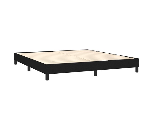 Conforama Cama Box Spring Con Colchón Tela Negro 160x200 Cm Diseño De Botones