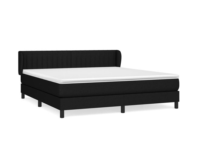 Conforama Cama box spring con colchón tela negro 160x200 cm Rayas verticales