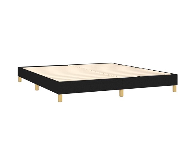 Conforama Cama Box Spring Con Colchón Tela Negro 160x200 Cm Rayas Verticales