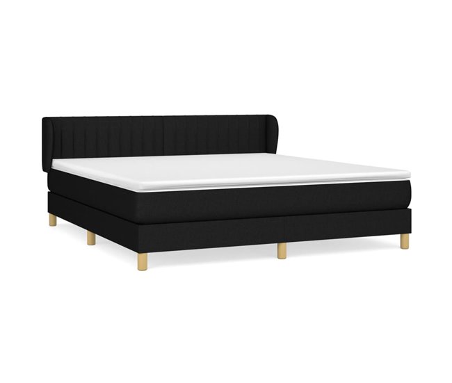 Conforama Cama box spring con colchón tela negro 160x200 cm Rayas verticales