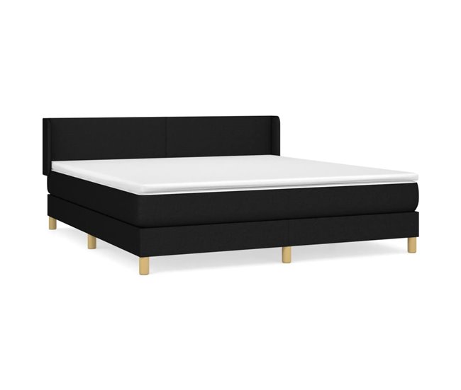 Conforama Cama box spring con colchón tela negro 160x200 cm Diseño plano