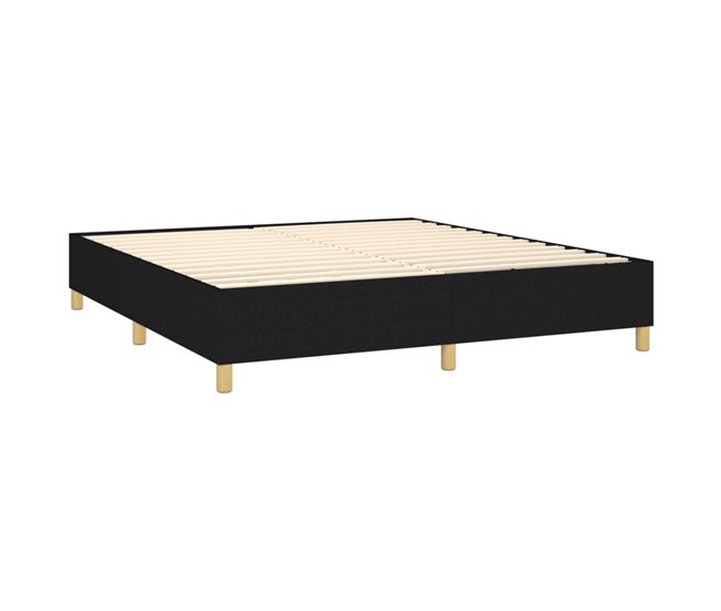 Conforama Cama Box Spring Con Colchón Tela Negro 180x200 Cm Diseño De Botones