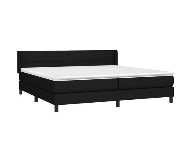 Conforama Cama Box Spring Con Colchón Tela Negro 200x200 Cm Bloques Con Cuadros