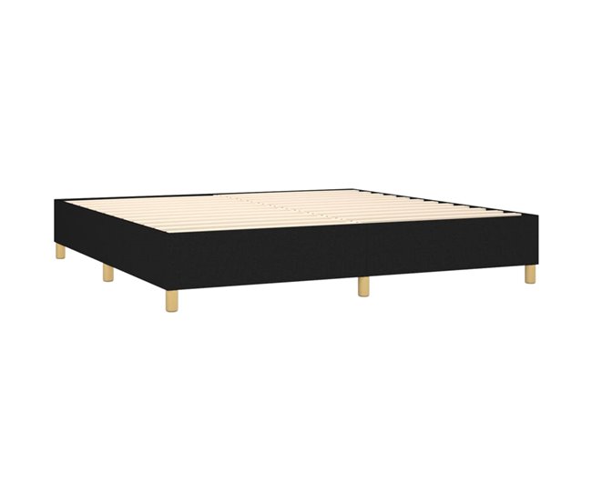Conforama Cama Box Spring Con Colchón Tela Negro 200x200 Cm Bloques Con Cuadros