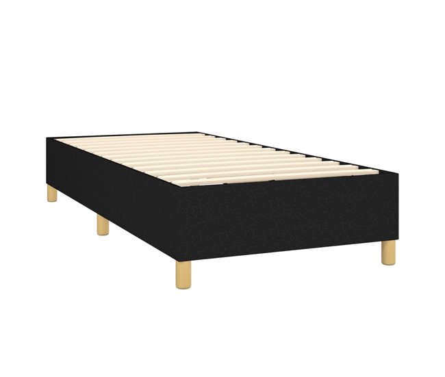 Conforama Cama Box Spring Con Colchón Tela Negro 80x200 Cm Diseño De Botones