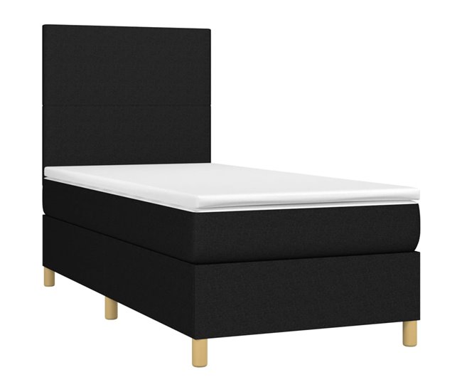 Conforama Cama Box Spring Con Colchón Tela Negro 80x200 Cm Diseño Plano