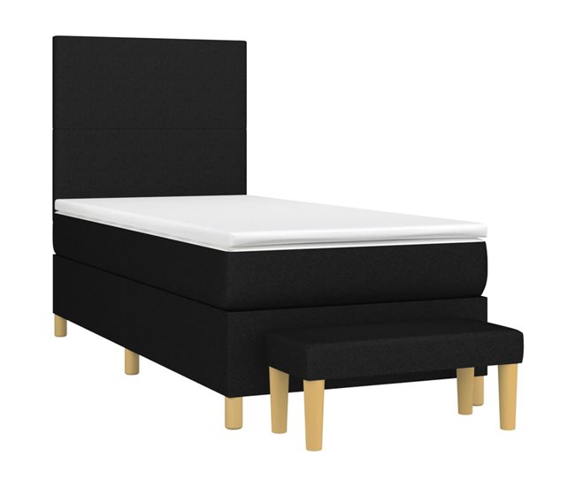 Conforama Cama Box Spring Con Colchón Tela Negro 80x200 Cm Diseño Plano
