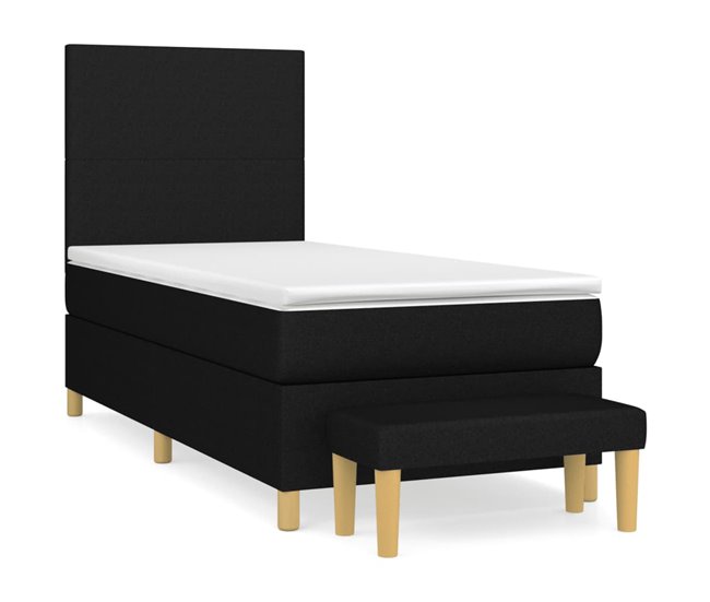 Conforama Cama box spring con colchón tela negro 80x200 cm Diseño plano