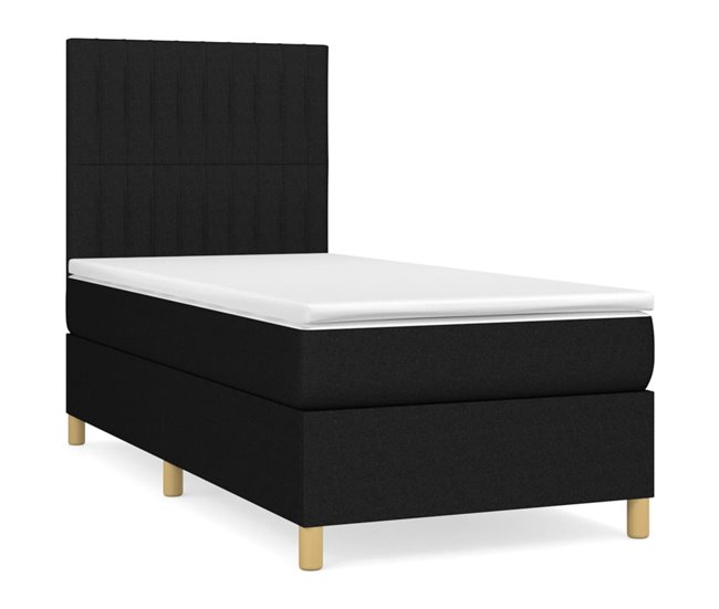 Conforama Cama box spring con colchón tela negro 80x200 cm Rayas verticales