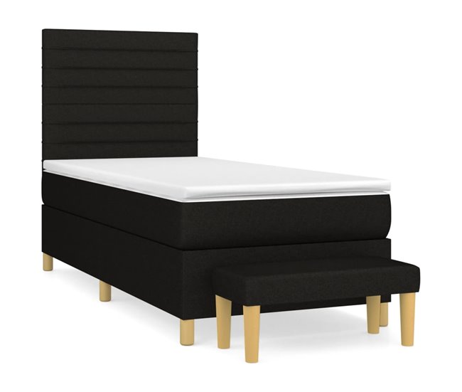 Conforama Cama box spring con colchón tela negro 80x200 cm Rayas horizontales