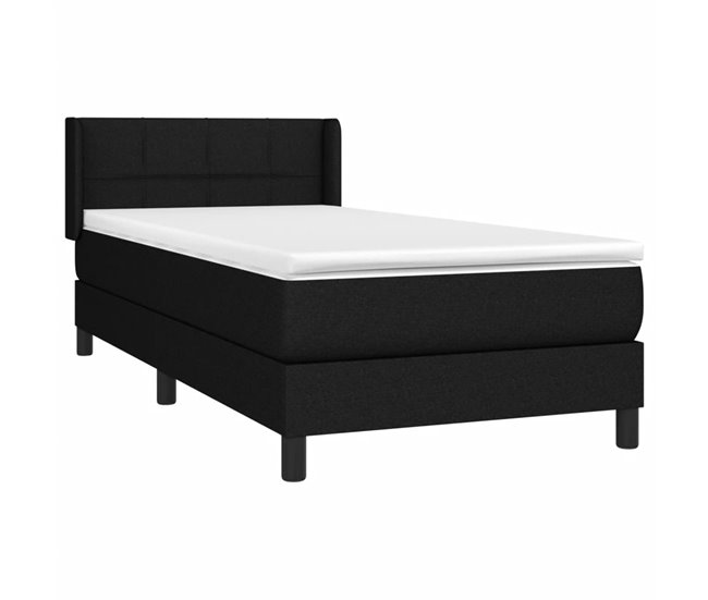 Conforama Cama Box Spring Con Colchón Tela Negro 90x190 Cm Bloques Con Cuadros