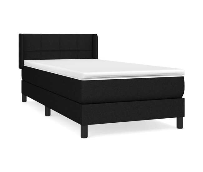 Conforama Cama box spring con colchón tela negro 90x190 cm Bloques con cuadros