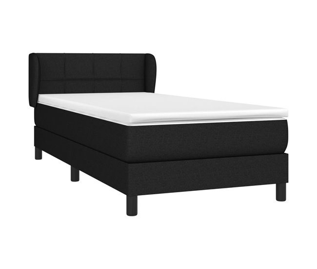 Conforama Cama Box Spring Con Colchón Tela Negro 90x190 Cm Bloques Con Cuadros