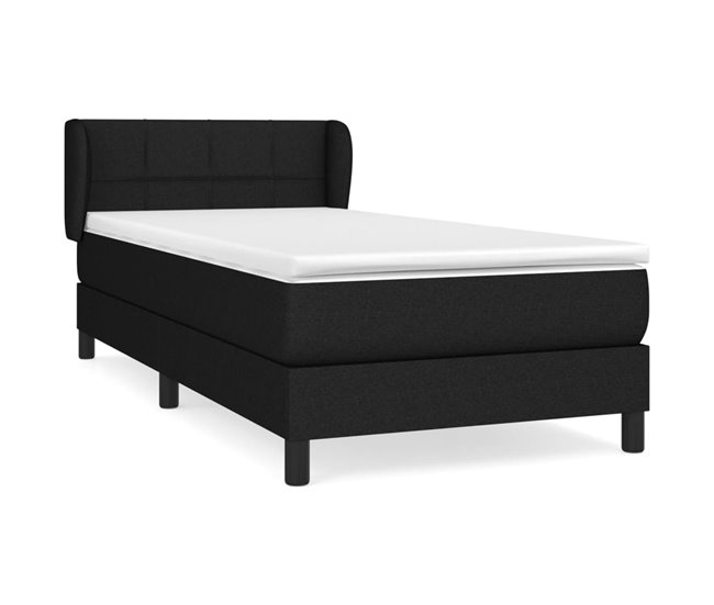 Conforama Cama box spring con colchón tela negro 90x190 cm Bloques con cuadros